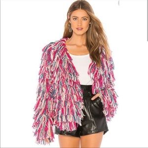 Lovers and friends multicolor shaggy fringe jacket